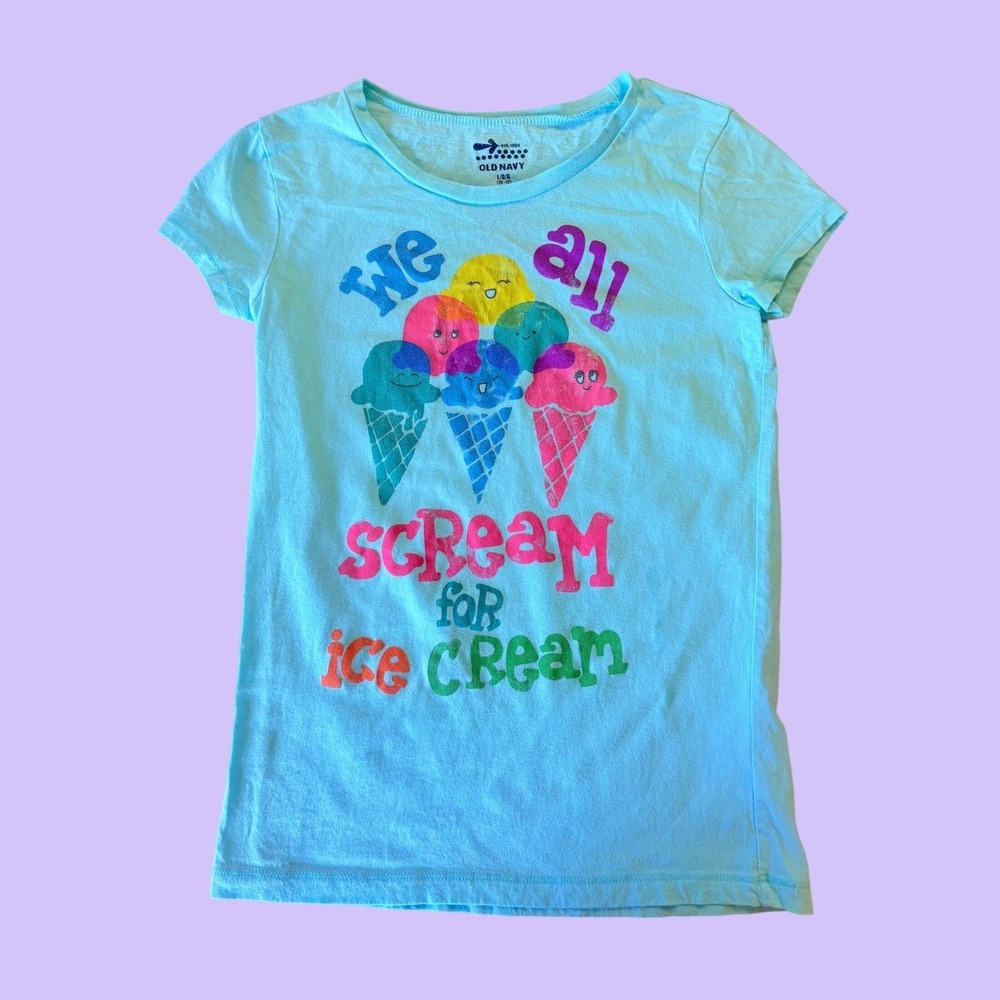 Y2K Old Navy We All Scream For Ice Cream Graphic Cute Baby Tee Scene #17